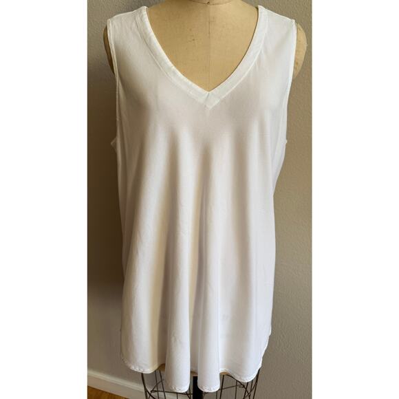 Tianello White Tencel Tank Tunic 1X Plus Size EUC - Picture 2 of 4
